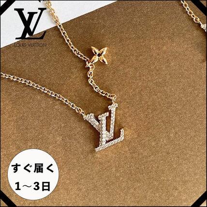 すぐ届く Louis Vuitton ロゴゴールドチェーンネックレス 花柄